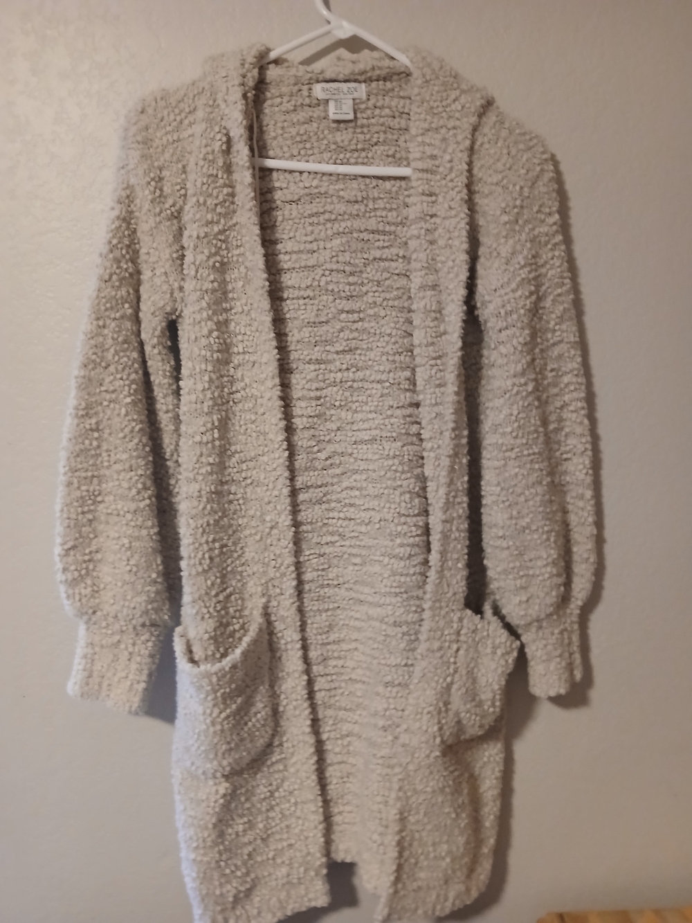 Barefoot Dreams Plush Open-Front Cream Cardigan with Pockets
